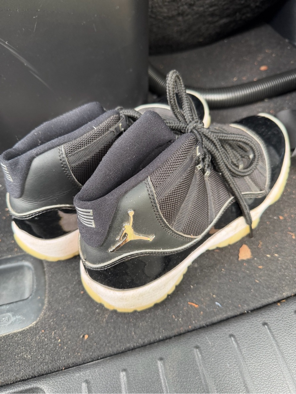 Jordan Black and Gold Youth Retro Sneakers